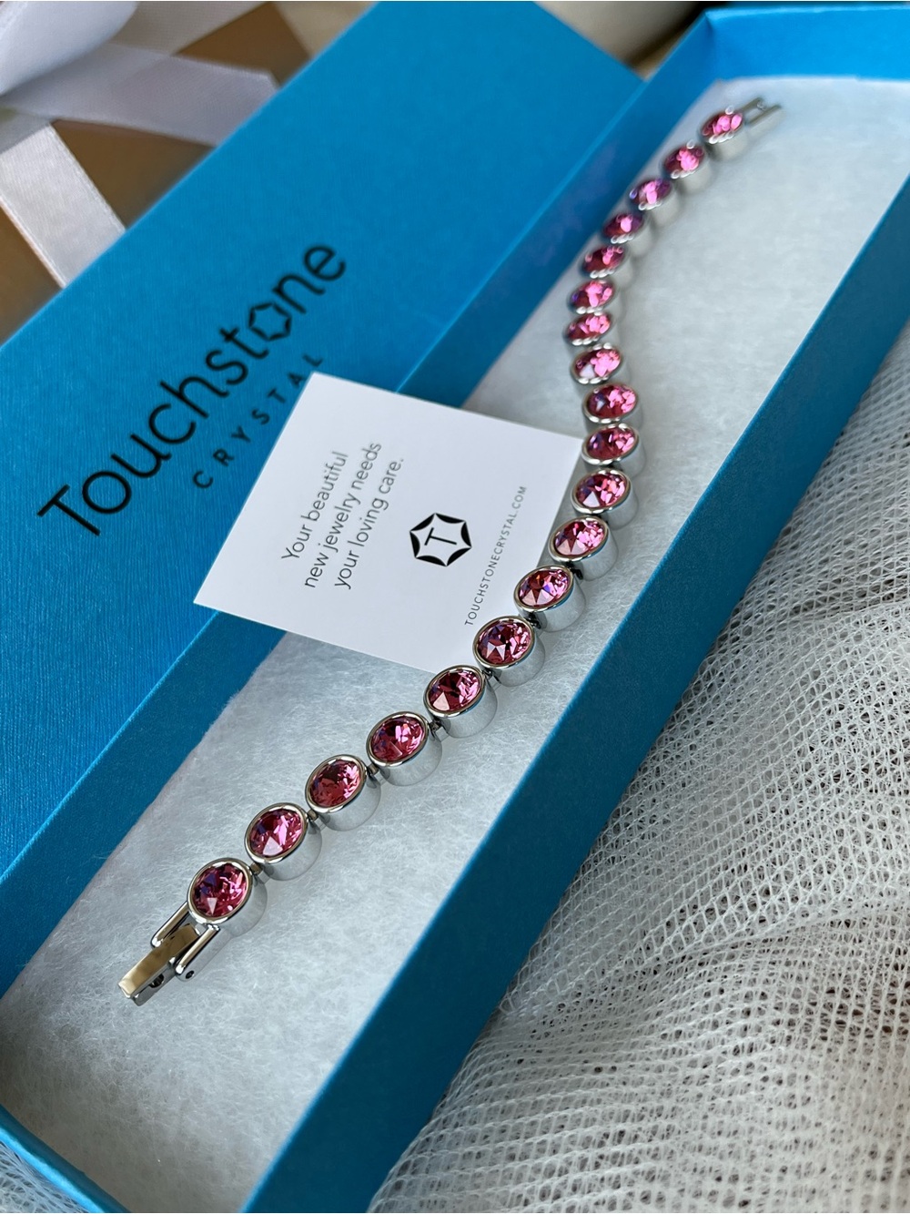 Touchstone Crystal Pink Rose Ice Bracelet, NWT